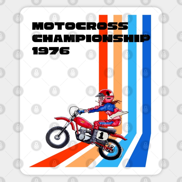 Vintage Motocross Champion Sticker by TommySniderArt